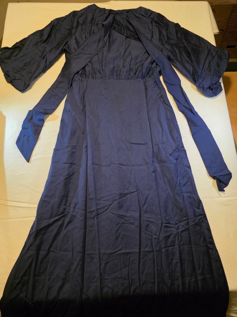Women's Tie Neck Maxi Dress - a New Day™ Navy Blue Size S - Picture 4 of 6